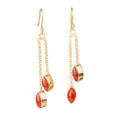 925 Sterling Silver Carnelian Earrings with 2.5 Micron Gold Plating | Handmade Gemstone Earrings for Women | Party Wear Jewelry