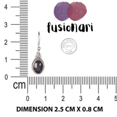 Fusionari 925 Sterling Silver Earrings with Garnet | Handmade Minimalist Jewelry | Elegant Timeless Design | Size 2.5x8 cm | One Pair