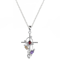 Fusionari 925 Sterling Silver Multistone Pendant for Women | Colorful Gemstone Pendant | Without Chain