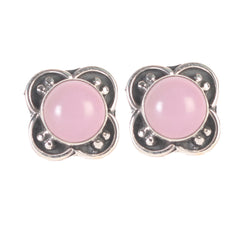 925 Sterling Silver Pink Chalcedony Eartops for Women | Natural Gemstone Jewelry | Elegant Gift