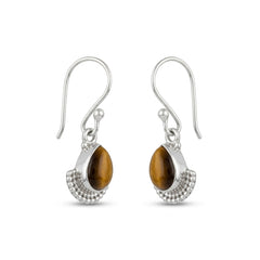 925 Sterling Silver Tiger Eye Earrings for Women |  Gemstone Stud Earrings | Handmade Protection Stone Jewelry