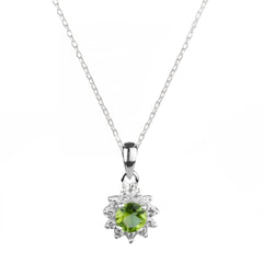 Fusionari 925 Sterling Silver Peridot Pendant for Women | Green Gemstone Jewelry | Without Chain