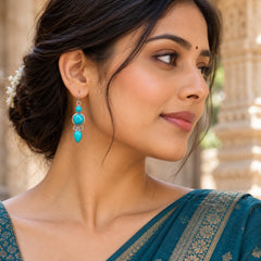 Amrapali Turquoise Silver Drop Earrings