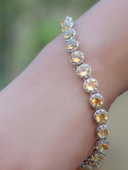 925 Sterling Silver Citrine Bracelet for Women Handmade Gemstone Bracelet Elegant Jewelry Gift for Her
