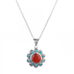 Fusionari 925 Sterling Silver Carnelian Pendant for Women | Orange Gemstone Pendant | Without Chain