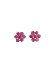925 Sterling Silver Ruby Stud Earrings for Women | Gemstone Stud Eartop | Handmade Silver Jewelry | Elegant Daily Wear Gift