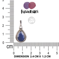 Fusionari 925 Sterling Silver Lapis Pendant Necklace for Women with 18" Chain | Handmade Minimalist Jewelry | Elegant Sparkling Design | Size 2.4x1.2 cm |