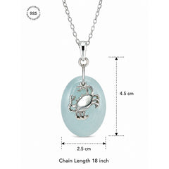925 Sterling Silver Blue Chalcedony Gemstone Crab Pendant