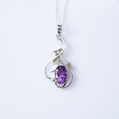 925 Sterling Silver Amethyst Pendant for Women | Gemstone Pendant | Handmade Silver Jewelry | Elegant Daily Wear Gift