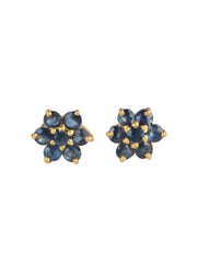 925 Sterling Silver Gold Plated Blue Sapphire Stud Earrings for Women | Gemstone Stud Eartop | Handmade Jewelry | Elegant Daily Wear Gift