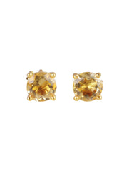 925 Sterling Silver Gold Plated  Citrine Stud Earrings for Women | Gemstone Stud Eartop | Handmade Silver Jewelry | Elegant Daily Wear Gift