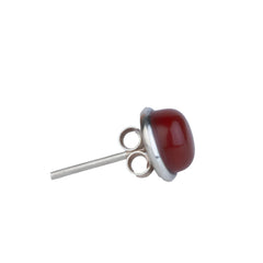 925 Sterling Silver Carnelian Eartops for Women |  Gemstone Stud Earrings | Handmade Daily Wear Silver Jewelry
