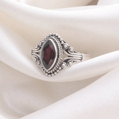 925 Sterling Silver Garnet Ring for Women | Authentic Silver Jewelry | Handcrafted Elegant Gift