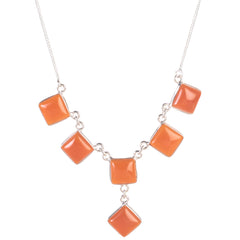 925 Sterling Silver Carnelian Pendant Necklace with 18" Chain for Women | Gemstone Jewelry | Party Wear Gift