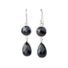 925 Sterling Silver Black Onyx Earrings for Women | Gemstone Stud Earrings | Handmade Daily Wear Silver Jewelry Gift