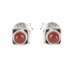 925 Sterling Silver Carnelian Eartops for Women | Natural Gemstone Jewelry | Elegant Gift