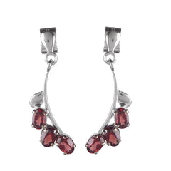 925 Sterling Silver Garnet Earrings for Women | Deep Red Healing Stone Jewelry