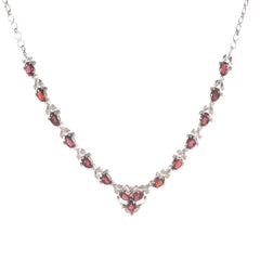 925 Sterling Silver Garnet Pendant Necklace with 18" Chain for Women | Fashion Gemstone Jewelry | Wedding Gift