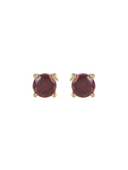 925 Sterling Silver Gold Plated  Garnet Stud Earrings for Women | Gemstone Stud Eartop | Handmade Silver Jewelry | Elegant Daily Wear Gift