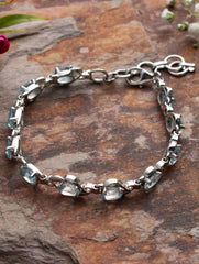 925 Sterling Silver Blue Topaz Bracelet for Women Handmade Gemstone Bracelet Elegant Jewelry Gift for Her
