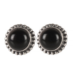 925 Sterling Silver Black Onyx Stud Earrings for Women | Bold Black Handmade Eartops | Minimalist Daily Jewelry