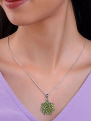 925 Sterling Silver Peridot Pendant  Handmade Gemstone Necklace for Women Elegant Jewelry Gift