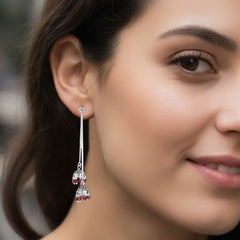 925 Sterling Silver Garnet Earrings for Women | Authentic Silver Jewelry| Handcrafted Elegant Gift