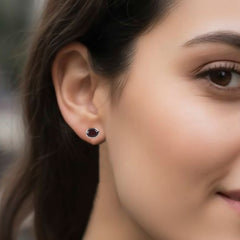 925 Sterling Silver Garnet Eartops for Women | Authentic Silver Jewelry | Handcrafted Elegant Gift