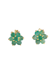 925 Sterling Silver Gold Plated Emerald Stud Earrings for Women | Gemstone Stud Eartop | Handmade Jewelry | Elegant Daily Wear Gift