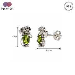 Prakriti - Peridot Silver Leaf Stud Earrings
