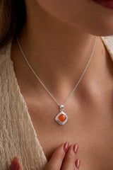 925 Sterling Silver Carnelian Pendant for Women | Gemstone Pendant | Handmade Silver Jewelry | Elegant Daily Wear Gift