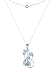 925 Sterling Silver Blue Topaz Pendant  Handmade Gemstone Necklace for Women Elegant Jewelry Gift