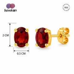 Cherry – Garnet Gold-Plated Stud Earrings