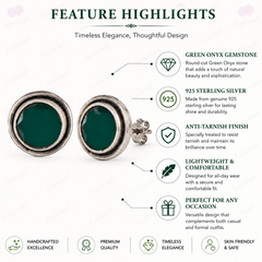 925 Sterling Silver Green Onyx Earrings for Women | HandCrafted jewellery |