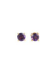 925 Sterling Silver Gold Plated  Amethyst Stud Earrings for Women | Gemstone Stud Eartop | Handmade Silver Jewelry | Elegant Daily Wear Gift