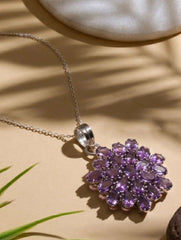 925 Sterling Silver Amethyst Pendant Handmade Gemstone Necklace for Women Elegant Jewelry Gift
