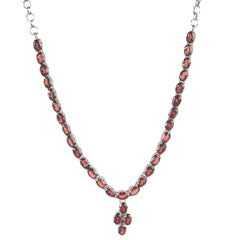 925 Sterling Silver Garnet Pendant Necklace with 18" Chain for Women | Designer Gemstone Jewelry | Party Wear Gift