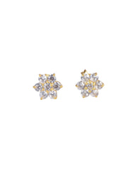 925 Sterling Silver Gold Plated AD Zircon Stud Earrings for Women | Gemstone Stud Eartop | Handmade Jewelry | Elegant Daily Wear Gift