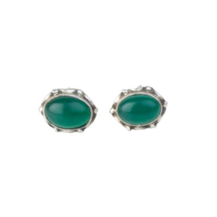 925 Sterling Silver Green Onyx Eartops for Women |  Gemstone Stud Earrings | Minimalist Silver Jewelry Gift
