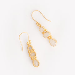 Fusionari 925 Sterling Silver Gold Plated Moonstone Earrings for Women | Natural Healing Gemstone Jewelry | Handmade Minimalist Design | Size 3.9x7 cm | 1 Pair