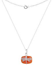 925 Sterling Silver Carnelian Pendant With 18 Inch Chain Handmade Gemstone Necklace for Women Elegant Jewelry Gift