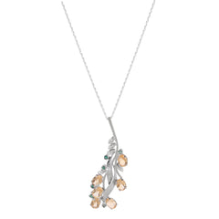 925 Sterling Silver Citrine Pendant with 18" Chain for Women, November Birthstone Handcrafted Jewelry