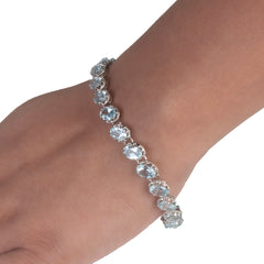 Fusionari 925 Sterling Silver Blue Topaz Bracelet for Women | Elegant Gemstone Bracelet for Daily & Party Wear