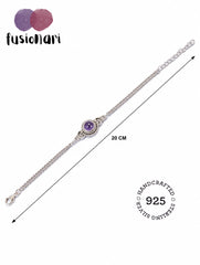925 Sterling Silver Amethyst Gemstone Floral Design Bracelet for women & Girls