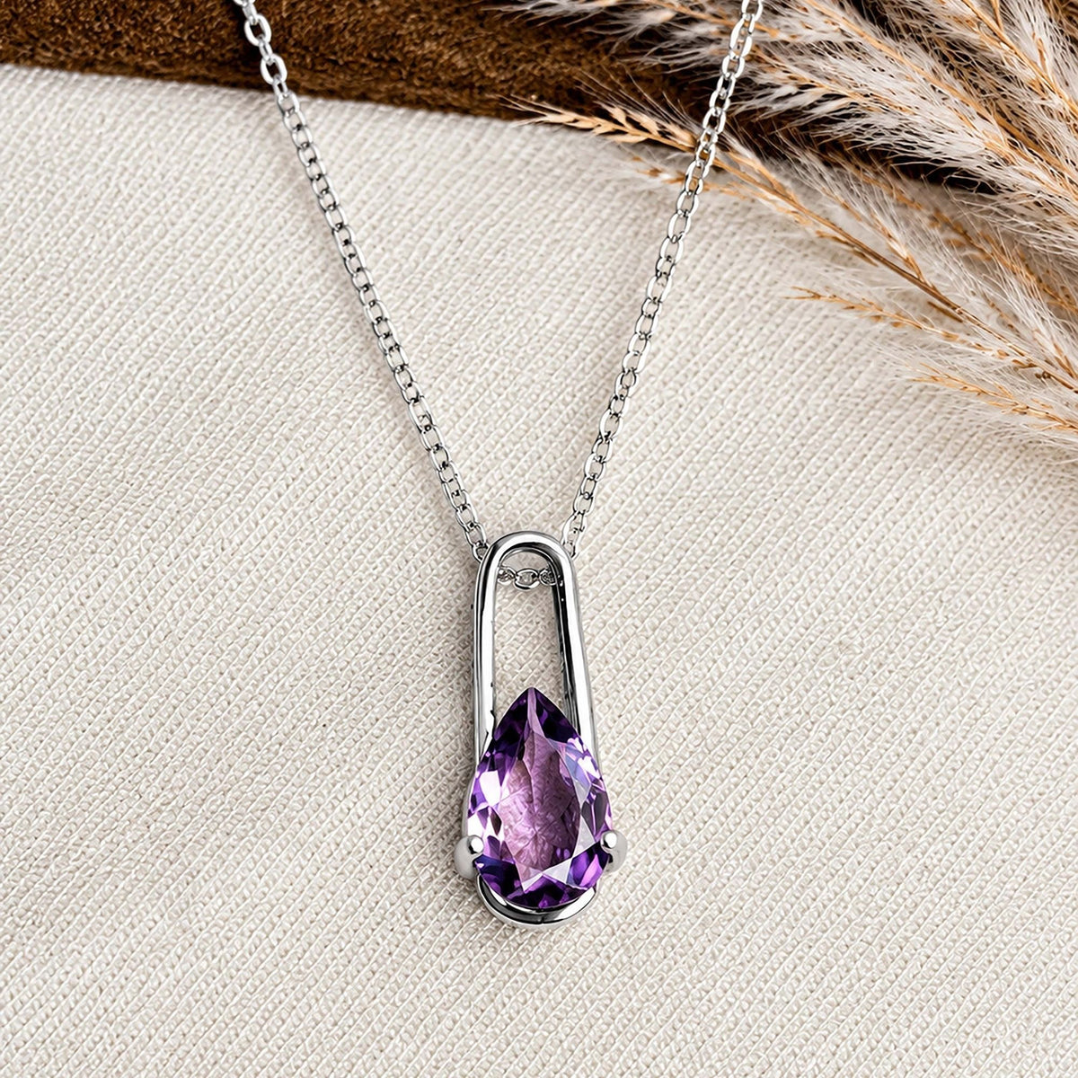 925 Silver Handmade Amethyst Oval Faceted Gemstone Pendant