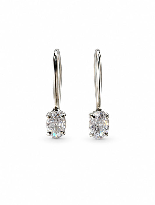 FUSIONARI 925 Sterling Silver AD Zircon White Stone Earrings