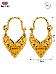 925 Sterling Silver Large Hoop Earrings for Women, Detailed Textured Design