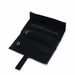 Handmade Embroidered Jewelry Storage Roll, Black Suede Fabric with Bugle Beads and Sequin Work