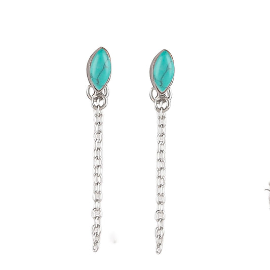925 Sterling Silver Turquoise Earrings for Women | Boho Blue Gemstone Jewelry | Travel & Casual Style