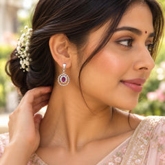 Rakta Garnet Silver Earrings